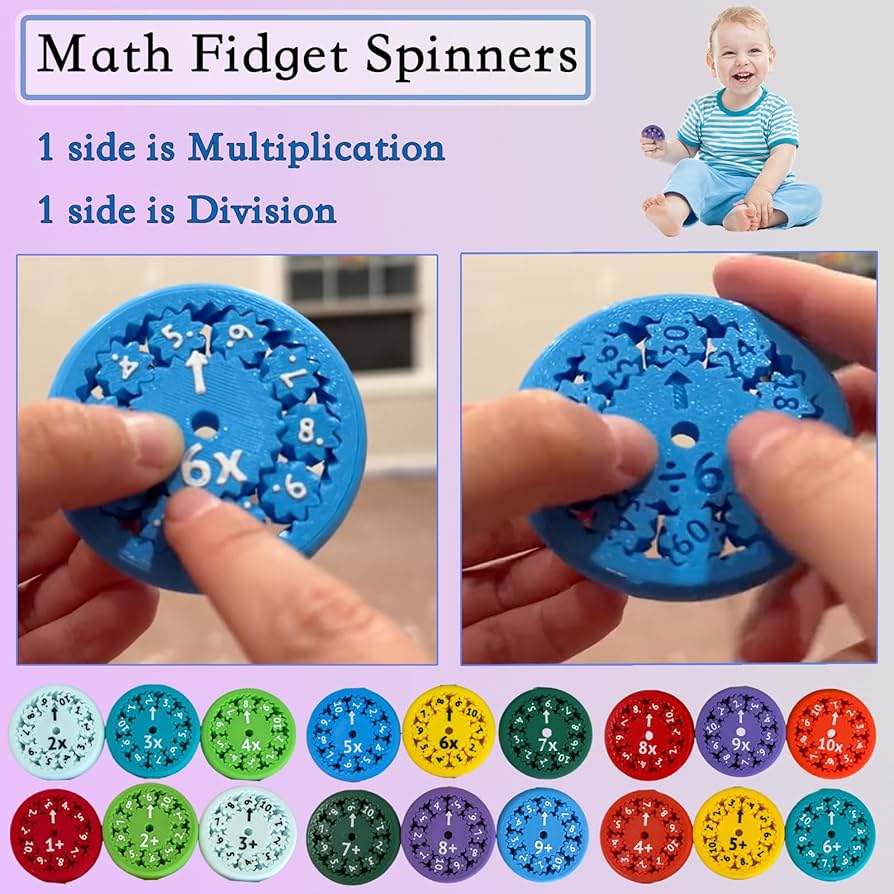 Educational Math Fidget Spinners (Pack of 9)