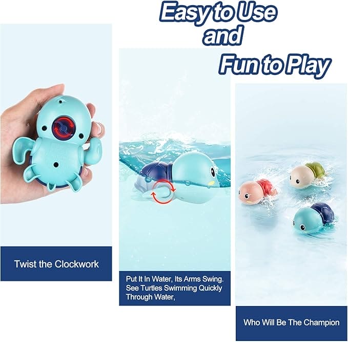 🐢 Turtle Splash – Wind-Up Bath Toy 🌊